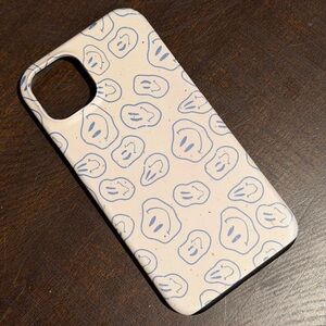 Stylish Cream Phone Case with Blue Pattern
